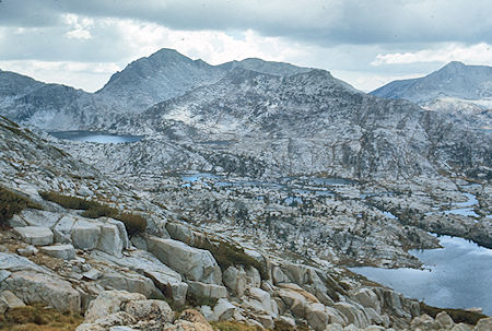 Three Island Lake, Mt. Senger from slope descending Seven Gables<br>John Muire Wilderness 07 Sep 1976 Three Island Lake, Mt. Senger from slope descending Seven Gables<br>John Muire Wilderness 07 Sep 1976
