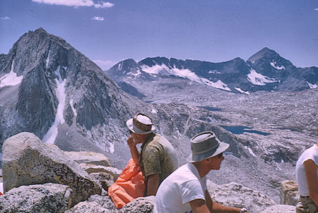 Mt. Huxley (left) and Mt. Goddard (right) from Mt. Spencer - Kings Canyon National Park 24 Aug 1964