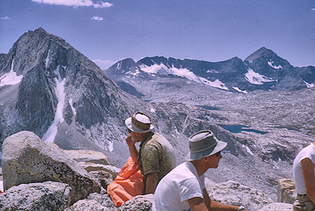 Mt. Huxley (left) and Mt. Goddard (right) from Mt. Spencer<br>Kings Canyon National Park 24 Aug 1964