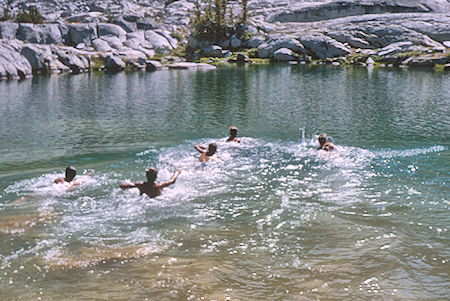 Enjoying a swim in Dusy Lake<br>Kings Canyon National Park 28 Aug 1964