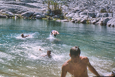 Enjoying a swim in Dusy Lake - Kings Canyon National Park 28 Aug 1964