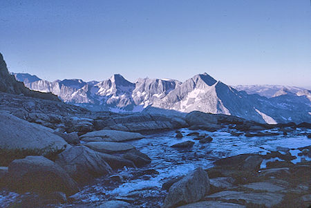 Morning view from lake 11,672 camp - Kings Canyon National Park 25 Aug 1969