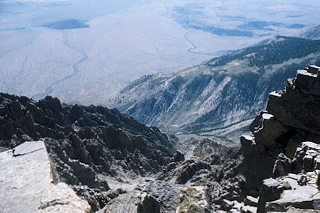 Mt. Tinemaha - John Muir Wilderness - Looking down on Red Mountain Creek from 12,000' on Tinemaha ridge