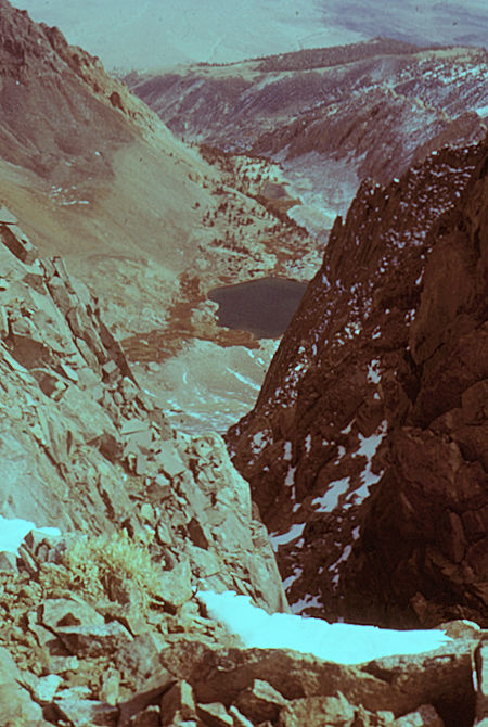 Split Mountain - John Muir Wilderness - Red Lake and valley from Sierra Crest part way up Split Mountain