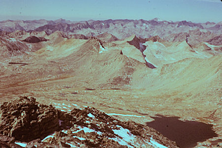 Split Mountain - John Muir Wilderness - Northwest from top of Split Mountain - Upper Basin, Mather Pass Split Mountain - John Muir Wilderness - Northwest from top of Split Mountain - Upper Basin, Mather Pass