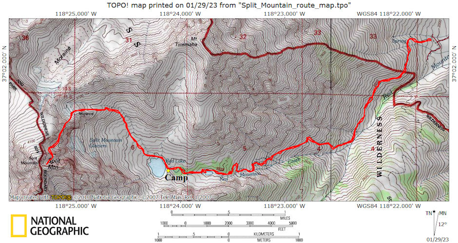 Split Mountain Route Map