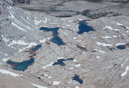 Upper Wright Lakes from top of Trojan Peak - Jul 1971