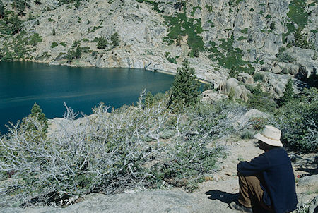 Gil Beilke looking over the Relief Reservoir Dam - Emigrant Wilderness 1993