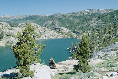 Gil Beilke takes a breather next to Relief Reservoir - Emigrant Wilderness 1993