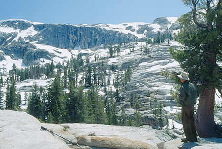 Gil Beilke looking toward Lewis Lake area on 'accross creek' hike - Emigrant Wilderness 1993