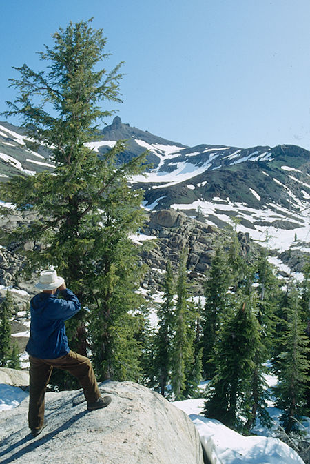 Gil Beilke and the view from route to Mosquito Pass - Emigrant Wilderness 1993