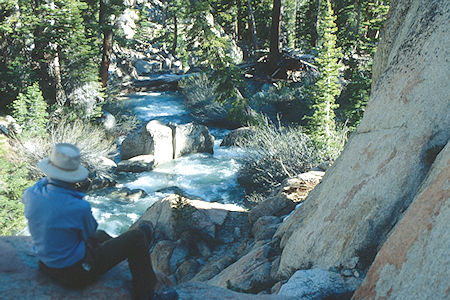 Gil Beilke and Summit Creek below the cascade - Emigrant Wilderness 1993 Gil Beilke and Summit Creek below the cascade - Emigrant Wilderness 1993