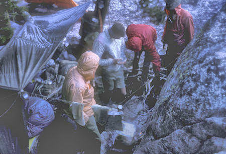 Crown Lake Trail camp in snow - Hoover Wilderness - 01 Sep 1964