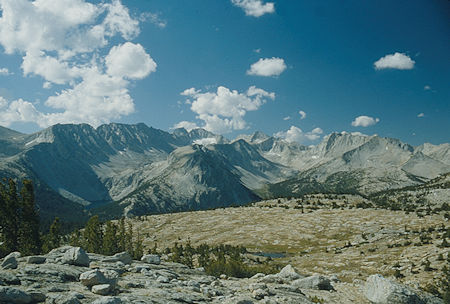 Mono Pass, Mt. Abbot, Mt. Mills, Mt. Gabb, Fourth Recess, Third Recess, Mono Rock from Pioneer Basin - 1987