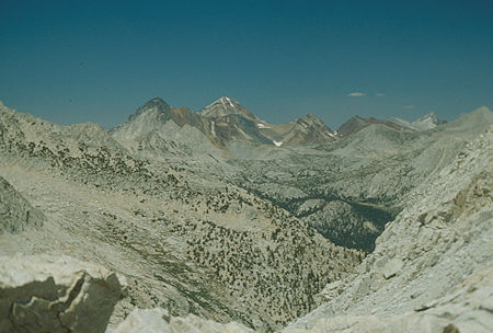 Red & White Mountain, Red Slate Mountain, Mt. Baldwin, Hopkins Basin from Third Recess/Fourth Recess saddle - 1987