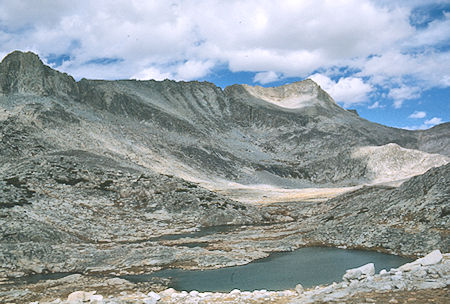The Pinnacles (left) and Gemini (right), East Pinnacles Creek, Jawbone Lake<br>John Muir Wilderness 9 Sep 1976 The Pinnacles (left) and Gemini (right), East Pinnacles Creek, Jawbone Lake<br>John Muir Wilderness 9 Sep 1976