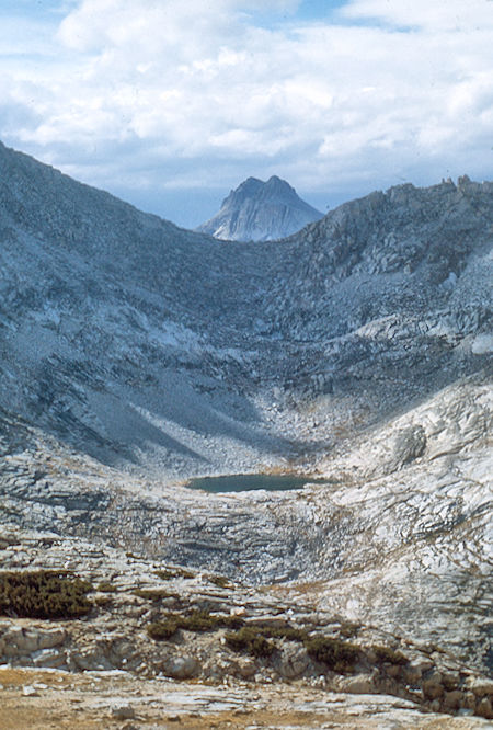 Bear Trap Lake and Gemini from side of Mt. Hilgard<br>John Muir Wilderness 04 Sep 1976 Bear Trap Lake and Gemini from side of Mt. Hilgard<br>John Muir Wilderness 04 Sep 1976