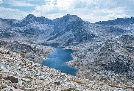 Bear Creek Sphire, Julius Caesar, Italy Pass and Lake Italy from side of Mt. Hilgard<br>John Muir Wilderness 04 Sep 1976 Bear Creek Sphire, Julius Caesar, Italy Pass and Lake Italy from side of Mt. Hilgard<br>John Muir Wilderness 04 Sep 1976
