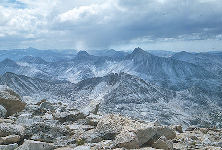 Gable Lakes, Gemini, Seven Gables from Mt. Hilgard - John Muir Wilderness 04 Sep 1976