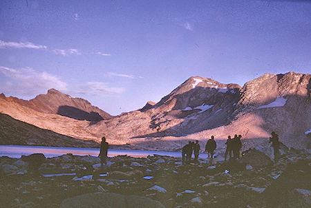 Muir Pass over camp at Wanda Lake<br>Kings Canyon National Park 25 Aug 1964
