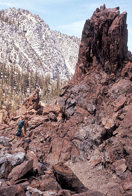 Sierra Nevada - John Muir Wilderness - Sawmill Pass Trail below Sawmill Lake 1972 Sierra Nevada - John Muir Wilderness - Sawmill Pass Trail below Sawmill Lake 1972