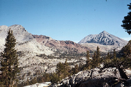 Sierra Nevada - Kings Canyon National Park - Cardinal Mountain, Mt. Pinchot, upper Woods Creek from Woods Lake Trail 1972 Sierra Nevada - Kings Canyon National Park - Cardinal Mountain, Mt. Pinchot, upper Woods Creek from Woods Lake Trail 1972