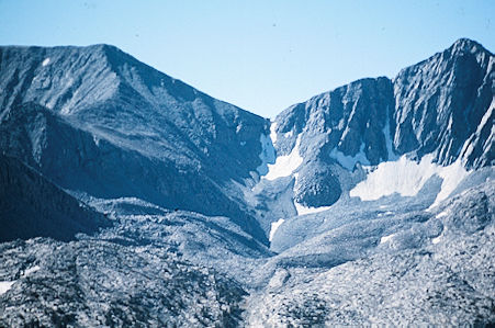Sierra Nevada - Kings Canyon National Park - Mt. Baxter and saddle from saddle east of Cedric Wright 1975 Sierra Nevada - Kings Canyon National Park - Mt. Baxter and saddle from saddle east of Cedric Wright 1975