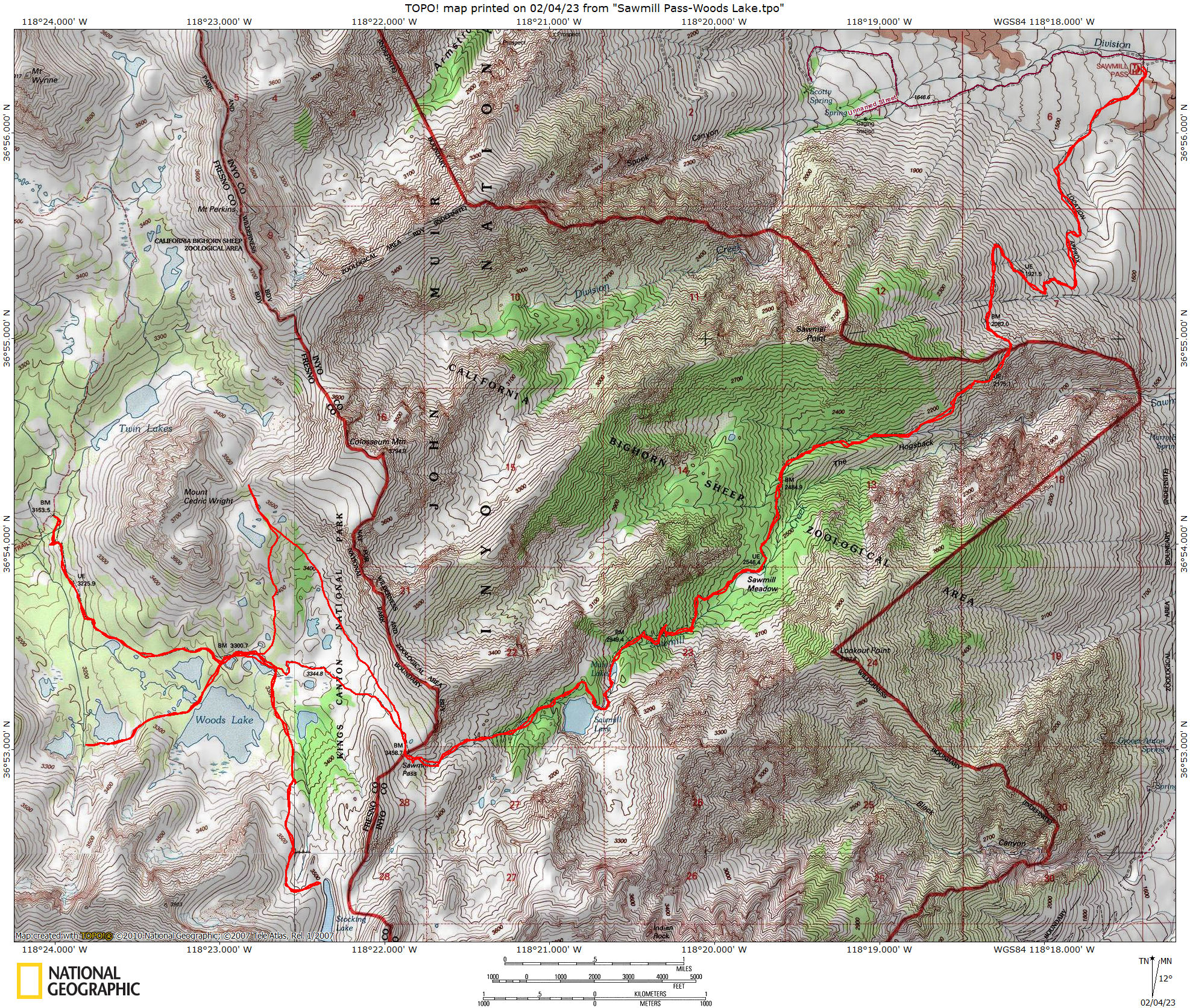 Sawmill Pass-Woods Lake Area 1972 and 1975 map Sawmill Pass-Woods Lake Area 1972 and 1975 map