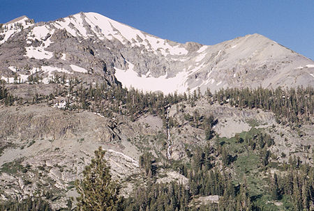 Cascades on the mountain side viewed across canyon from the side of Leavitt Peak - Emigrant Wilderness 1995