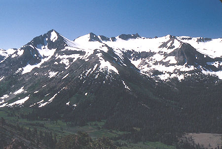 Kennedy Peak, Molo Mountain, Soda Canyon from side of Leavitt Peak - Emigrant Wilderness 1995