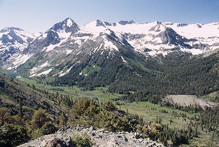 Big Sam, Kennedy Peak, Molo Mountain, Lost Canyon, Soda Canyon, Kennedy Lake from side of Leavitt Peak - Emigrant Wilderness 1995 Big Sam, Kennedy Peak, Molo Mountain, Lost Canyon, Soda Canyon, Kennedy Lake from side of Leavitt Peak - Emigrant Wilderness 1995