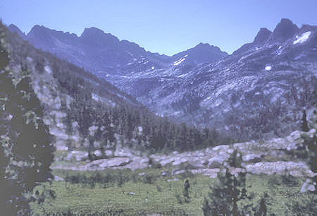 Sawtooth Ridge and Matterhorn Peak from trail over Mule Pass - Yosemite National Park - 24 Aug 1962