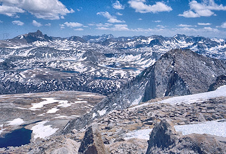 Mt. Humphrey (left skyline),  Royce Lake #2, Merriam Peak from Royce Peak - John Muir Wilderness 05 Jul 1975