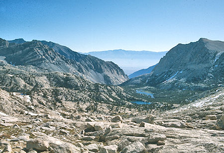 Honeymoon Lake, Upper Pine Creek Lake from 'Royce' Pass - John Muir Wilderness 06 Jul 1975 Honeymoon Lake, Upper Pine Creek Lake from 'Royce' Pass - John Muir Wilderness 06 Jul 1975