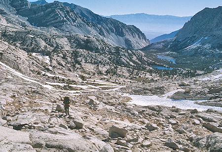 Honeymoon Lake, Upper Pine Creek Lake from 'Royce' Pass - John Muir Wilderness 06 Jul 1975 Honeymoon Lake, Upper Pine Creek Lake from 'Royce' Pass - John Muir Wilderness 06 Jul 1975