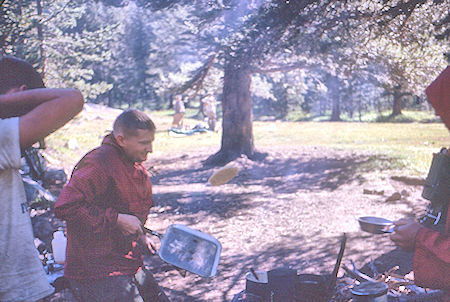 It's in the air, Bob Brooks flipping pancakes at Hutchinson Meadow camp - John Muir Wilderness 17 Aug 1962 It's in the air, Bob Brooks flipping pancakes at Hutchinson Meadow camp - John Muir Wilderness 17 Aug 1962
