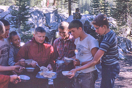 Bob Brooks feeding the mob at Hutchinson Meadow - John Muir Wilderness 17 Aug 1962 Bob Brooks feeding the mob at Hutchinson Meadow - John Muir Wilderness 17 Aug 1962