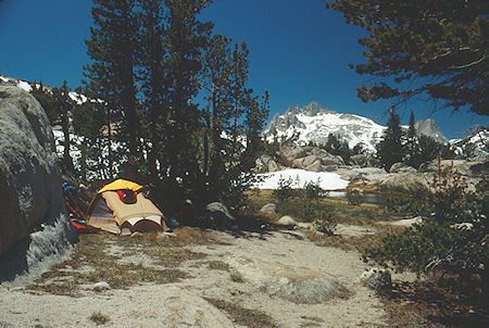 Tower Peak from camp at Kirkwood Pass Lake - Hoover Wilderness 1991 Tower Peak from camp at Kirkwood Pass Lake - Hoover Wilderness 1991
