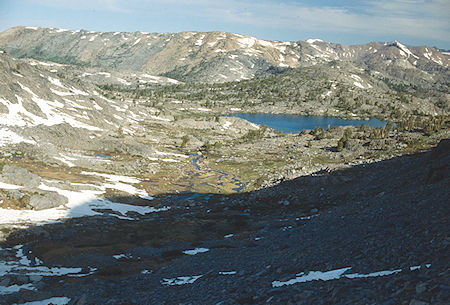 Descending from Tower Lake saddle to Lake Helen - Hoover Wilderness 1991