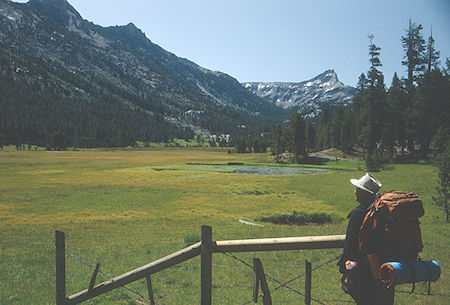 Upper Piute Meadow in front of cabin/Ranger Station - Hoover Wilderness 1992 Upper Piute Meadow in front of cabin/Ranger Station - Hoover Wilderness 1992