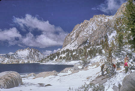 Snow Lake in the snow, Rock Island Pass - Hoover Wilderness - 01 Sep 1964
