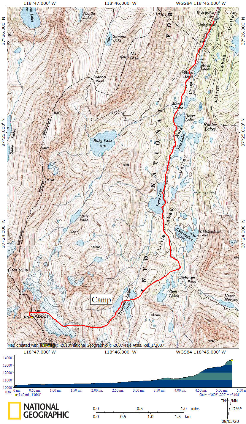 Mt. Abbot Route Map