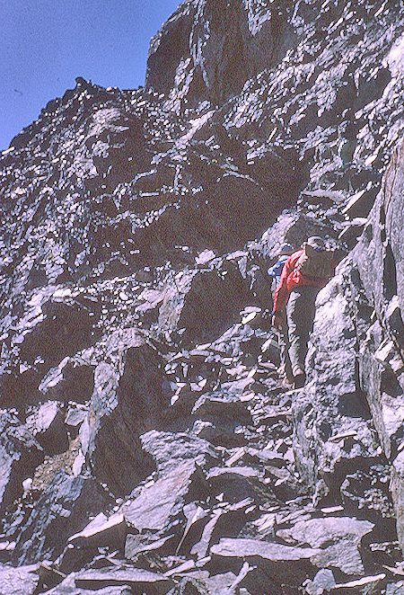 Near top of 'ledge route' on Mt. Goddard<br>Kings Canyon National Park 26 Aug 1964