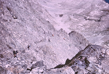 Lookng back on 'the ledge' route from the crest<br>Kings Canyon National Park 26 Aug 1964 - Chris Mayer Photo