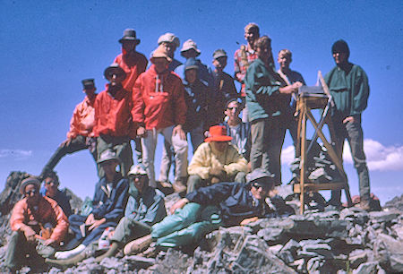 The 'peak makers' on the higher North Peak of Mt. Goddard<br>Kings Canyon National Park 26 Aug 1964