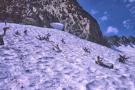 Glissading on the way back to camp - Kings Canyon National Park 20 Aug 1969