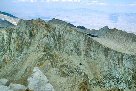 Mount Russell, Tulainyo Lake, Mount Carillion from Mount Whitney - John Muir Wilderness 26 Aug 1981