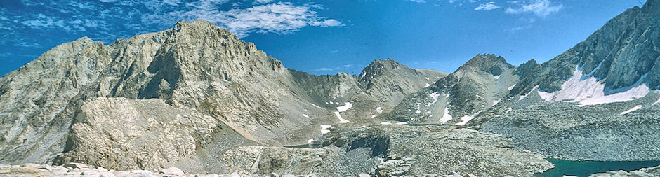 Mount Williamson (west side), Trojan Peak, Mount Versteeg from near Shepherd Pass - Sequoia National Park 29 Aug 1981