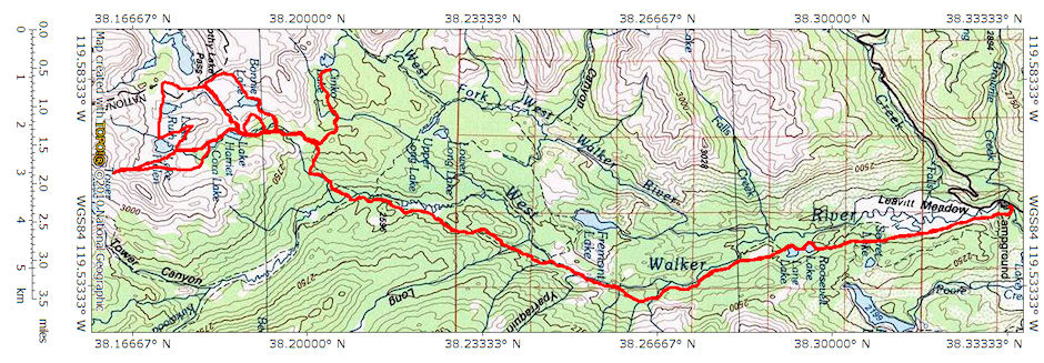 Leavitt Meadow/Dorothy Lake Exploration Route Map Leavitt Meadow/Dorothy Lake Exploration Route Map