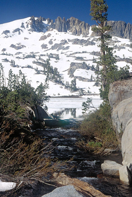 Forsythe Peak over Helen Lake outlet - Hoover Wilderness 1995